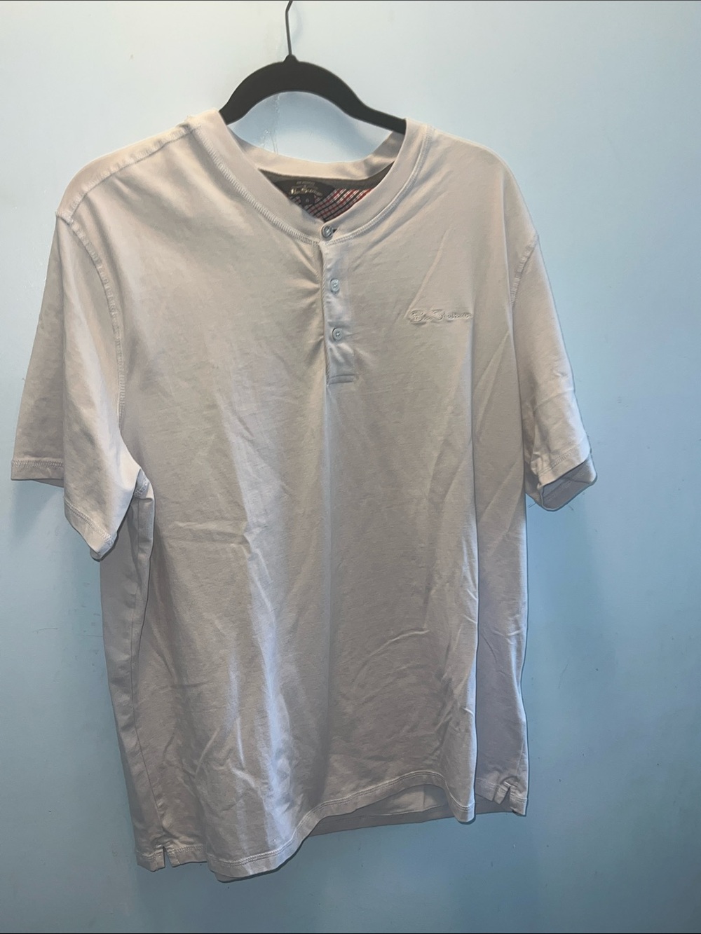 Ben Sherman grey Short-Sleeve Shirt- Henley polo style- size extra large